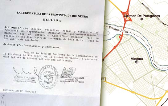 La Legislatura de la Provincia de Rio Negro declaro de interes educativo, social y turístico las Jornadas de Capacitación Regional en Georreferenciacion 
